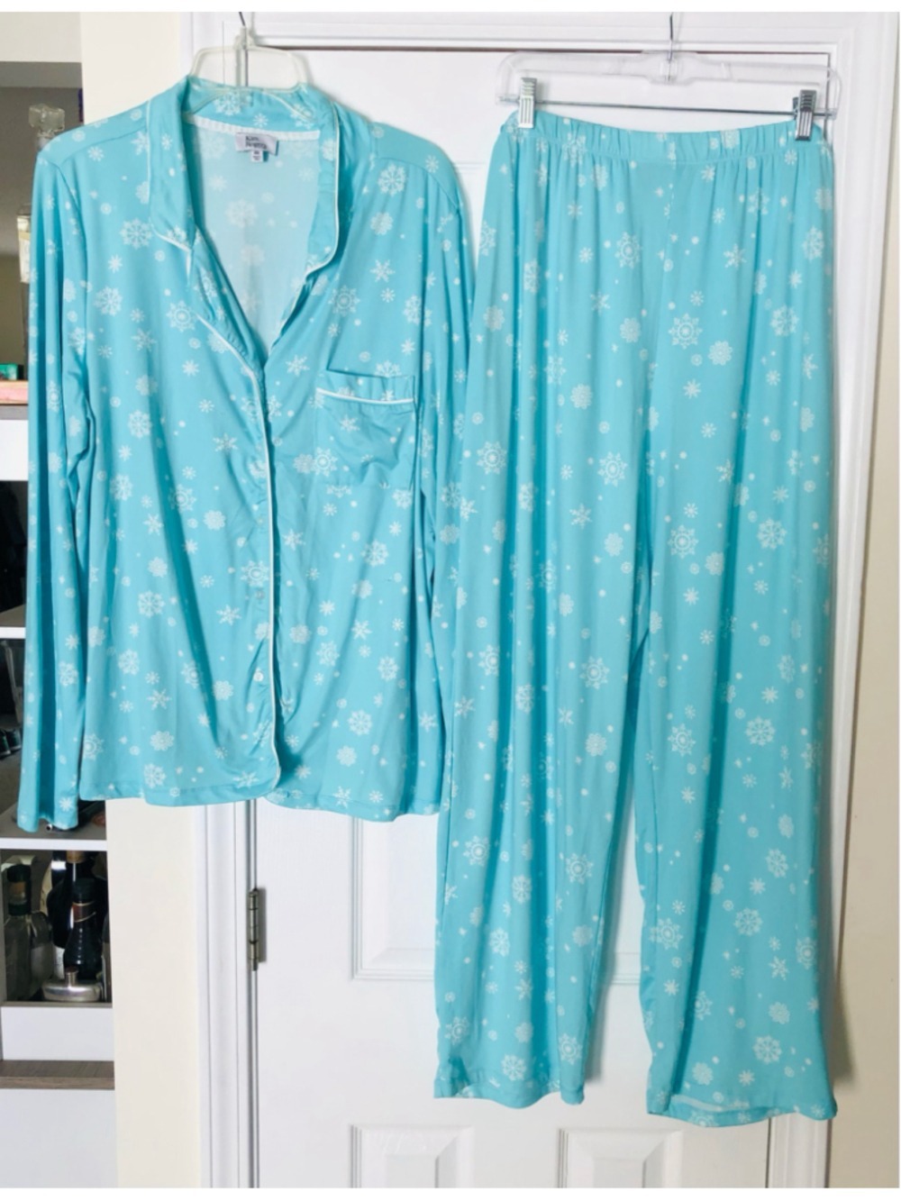 XXL Kim Rogers PJ Set Lush Luxe Snow Flake Print Grandmacore Apres Ski Stretchy - Picture 12 of 12